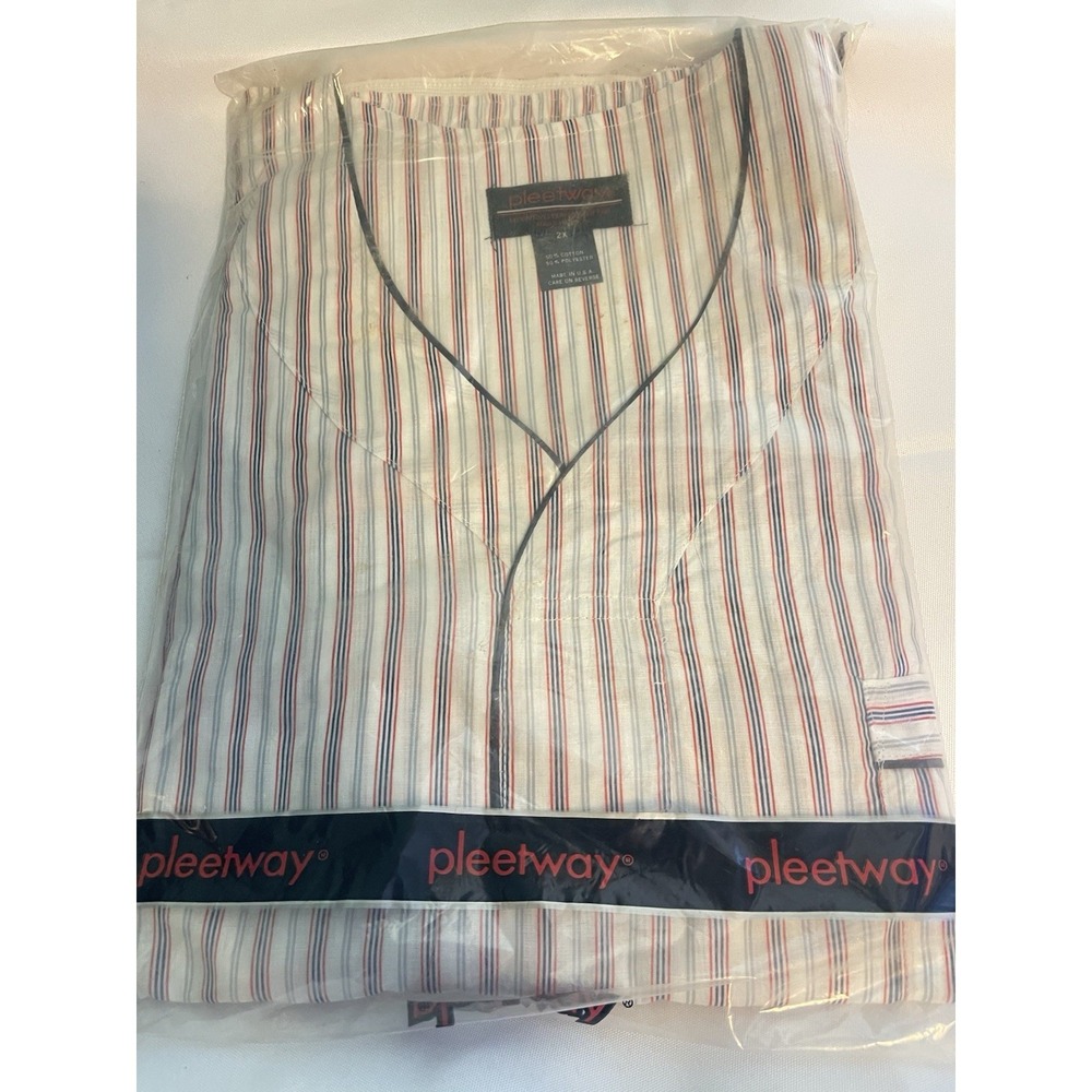 Vintage 60s 70s Mens PLEETWAY Cotton Pajamas Set Red Windowpane ‎ 2X New